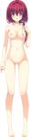  absurdres ass_visible_through_thighs bangs barefoot blush breasts brown_eyes butterfly_hair_ornament collarbone crossed_bangs deatte_5-fun_wa_ore_no_mono! eyebrows_visible_through_hair full_body hair_ornament hairband highres ikegami_akane kurebayashi_kanon large_breasts long_hair long_image looking_at_viewer navel nipples no_pussy nude official_art ponytail red_hair solo tall_image transparent_background 