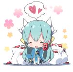  :d ^_^ bag bangs black_footwear blue_kimono blush box chibi closed_eyes commentary dragon_horns eyebrows_visible_through_hair facing_viewer fate/grand_order fate_(series) green_hair heart holding holding_box horns japanese_clothes kimono kiyohime_(fate/grand_order) long_hair long_sleeves milkpanda open_mouth plastic_bag shadow shopping_bag sleeves_past_fingers sleeves_past_wrists smile solo spoken_heart standing thighhighs very_long_hair white_background white_legwear wide_sleeves 