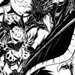  angry armor cete_(controllingtime) greyscale highres monochrome monster_hunter monster_hunter:_world nergigante nergigante_(armor) screaming solo 