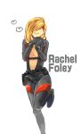  blonde_hair bodysuit breasts cleavage commentary_request gloves hair_over_eyes heart kakine-teitoku large_breasts long_hair rachael_foley resident_evil resident_evil_revelations solo wetsuit 