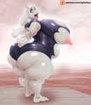  anthro bbd big_breasts breasts caprine clothing female goat huge_breasts hyper hyper_breasts mammal nipples open_mouth overweight overweight_female solo standing surprise swimsuit toriel undertale video_games wardrobe_malfunction wet 