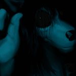  2018 black_and_blue black_background black_hair black_sclera caedere canine dark dog female ghost ghost_pupper hair looking_at_viewer mammal nightmare_fuel simple_background solo spirit 