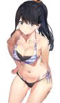  bad_id bad_twitter_id bikini black_hair blue_eyes breasts cleavage collarbone commentary hand_on_hip large_breasts long_hair looking_at_viewer navel ponytail sola_(solo0730) solo ssss.gridman swimsuit takarada_rikka 