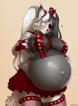  animal_humanoid belly big_belly big_breasts blush breasts canine clothed clothing female fox huge_breasts humanoid lactating mammal narodii nipple_bulge pregnant pussy_juice solo surprise voluptuous 