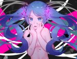  bangs blue_eyes blue_hair blue_nails breasts cleavage floating_hair ghost_rule_(vocaloid) hatsune_miku long_hair looking_at_viewer lucy_(rusi-juren328) nail_polish nude open_mouth parted_bangs shiny shiny_hair small_breasts solo twintails upper_body very_long_hair vocaloid 