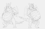  anthro dragon horn jewelry looking_at_viewer magnus_(spyro) male monochrome necklace overweight overweight_male sketch slightly_chubby solo spyro_the_dragon tagme unknown_artist video_games 