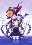  abigail_williams_(fate/grand_order) apple ass bangs black_bow black_dress black_footwear black_hat black_panties blonde_hair bloomers blue_eyes bow bug butterfly commentary_request covered_mouth dress dual_persona fate/grand_order fate_(series) food forehead fruit hair_bow hands_up hat hat_bow highres holding holding_food insect long_hair long_sleeves looking_at_viewer multiple_girls orange_bow pale_skin panties parted_bangs parted_lips polka_dot polka_dot_bow print_bow purple_eyes red_apple reflection revealing_clothes shoes silver_hair skull_print sleeves_past_wrists star star_print underwear uzu_hi v-shaped_eyebrows very_long_hair white_bloomers witch_hat 