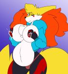  anthro belly big_breasts black_nipples black_sclera breasts canine delphox exxy female fox grope huge_breasts inner_ear_fluff johnithanial lactating mammal mature_female milk nintendo nipples pok&eacute;mon pok&eacute;mon_(species) pregnant solo video_games yellow_eyes 