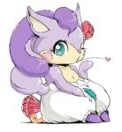  &lt;3 anthro blowing_kiss blue_eyes clothed clothing cocotama eyelashes fur kirakira_happy★_hirake!_cocotama looking_at_viewer low_res mammal one_eye_closed purple_fur ruby_(cocotama) semi-anthro simple_background sitting solo topless white_background wink のうせん 