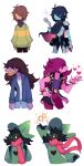  &lt;3 2018 ambiguous_gender anthro bracelet caprine charamells_(artist) clothed clothing deltarune digital_media_(artwork) eyewear female flat_chested fur glasses gloves goat human jewelry kris_(deltarune) mammal no_pupils pixel pixel_(artwork) ralsei reptile scalie scarf simple_background smile spikes susie_(deltarune) teeth video_games white_background 