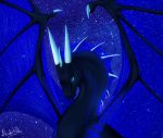  2018 blue_eyes blue_sclera digital_media_(artwork) dragon horn membranous_wings nashiholy scalie sky spines star starry_sky western_dragon wings 