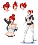  1girl android antennae breasts devil-v large_breasts nail_polish original red_hair 