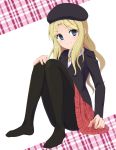  1girl artist_request beret blonde_hair blue_eyes frenda_seivelun hat long_hair pantyhose sitting solo to_aru_kagaku_no_railgun to_aru_majutsu_no_index 