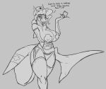  anthro big_breasts breasts clothing dialogue donkles english_text female fish greyscale looking_at_viewer marine monochrome nipple_bulge nurse nurse_uniform shark smile solo standing text underwear uniform voluptuous wide_hips wrapped_condom 