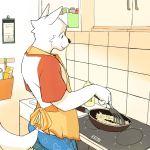  2015 anthro canine clothing cooking dog food inside invalid_tag male mammal manmosu_marimo rice solo standing white_canine_(marimo) 