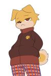  2016 :&lt; anthro canine clothing cub dog floppy_ears male mammal manmosu_marimo simple_background solo standing student_pup_(marimo) white_background young 