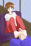  atsui_chishio barefoot brown_eyes brown_hair feet footjob gyakuten_saiban gyakuten_saiban_5 soles toes 