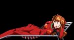  1girl breasts curvy female game_cg long_hair looking_at_viewer lying neon_genesis_evangelion plugsuit shiny solo soryu_asuka_langley twintails 