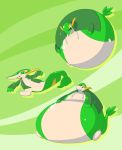  2014 bottomless clothed clothing dlrowdog flattened green_eyes nintendo overweight pok&eacute;mon pok&eacute;mon_(species) snivy video_games 