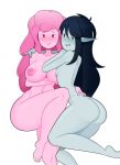  2girls adventure_time areolae ass barefoot bedroom_eyes big_ass black_eyes blush breast_press breasts butt_crack caress cartoon_network collarbone curvy feet female grey_skin hair_between_eyes hand_on_another&#039;s_shoulder large_breasts long_ears long_hair looking_at_viewer marceline_abadeer milky_way_(artist) multiple_girls navel nipples nude pink_hair pink_skin pointy_ears princess_bonnibel_bubblegum sideboob small_breasts smile thick_thighs thighs toes vampire white_background yuri 