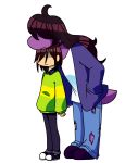  alpha_channel anthro baggy_clothing clothed clothing deltarune duo footwear hair human invalid_tag kris_(deltarune) long_hair mammal monster resting ryn_(artist) scalie slanting standing susie_(deltarune) sweater torn_clothing 