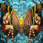  2girls artist_request bug deity god goddess godzilla_(series) insect kaijuu moth mothra multiple_girls shobijin siblings sisters twins wings 
