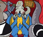  2018 animal_genitalia animal_penis anthro balls blue_(jurassic_world) breasts butt clothed clothing dancing dinosaur dragon female hemipenes jurassic_park jurassic_world maid_uniform male money multi_penis nipples penis raptor reptile scalie scp-1472 scp_foundation stripper teeth theropod topless trout_(artist) underwear uniform 