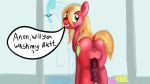  animal_genitalia animal_penis anus backsack balls big_macintosh_(mlp) dialogue earth_pony equine equine_penis erection friendship_is_magic horse invalid_tag jbond male mammal my_little_pony nude penis pony shower solo speech_bubble sponge text water wet 