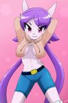 2018 anthro breasts dragon female freedom_planet freedom_planet_2 hair horn kenjikanzaki05 long_hair looking_at_viewer navel purple_eyes purple_hair sash_lilac signature simple_background solo video_games 