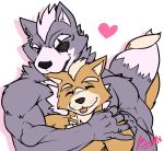  &lt;3 anthro blush canine clothed clothing duo ear_nibble embrace fox fox_mccloud male male/male mammal nibbling nintendo size_difference star_fox topless video_games wolf wolf_o&#039;donnell yongdasom 