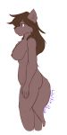  5_fingers anthro areola big_breasts biped breasts brown_hair canine chest_tuft english_text eyebrows eyelashes female hair humanoid_hands keidran long_hair mammal natani nipples nude side_view signature simple_background solo standing text tuft twokinds webcomic white_background wolf wolfie-pawz 