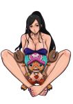  1boy 1girl age_difference barefoot breasts cleavage feet large_breasts long_hair nico_robin ohcock one_piece smile toes tony_tony_chopper 