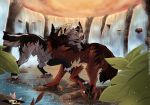  2012 absurd_res brown_fur canine detailed_background digital_media_(artwork) fur grey_fur hi_res mammal paws rock skull water waterfall wolf wolf250 