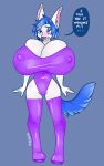  big_breasts blue_hair breast_expansion breasts canine clothing female hair hyper invalid_tag mammal mojjav3 nipples rubber suit swimming 