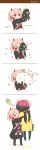  &gt;_&lt; :d absurdres black_hair blush commentary_request dinergate_(girls_frontline) girls_frontline happy highres holding jacket kiss m4_sopmod_ii_(girls_frontline) multiple_girls open_mouth pink_hair plug_(feng-yushu) ro635_(dinergate) ro635_(girls_frontline) smile smoke transformation xd yuri 