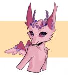  azukipuddles chest_tuft feathered_wings feathers female flat_chested fluffy headshot hybrid lollydoom looking_at_viewer mammal pink_eyes reptile scalie simple_background smile snake solo tuft wings 