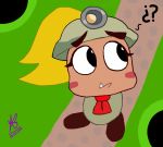  blonde_hair confusion fangs female goomba goombella hair mario_bros music musical_chord nintendo not_furry paper_mario paper_mario_the_thousand_year_door video_games waddling_head 