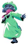  2018 5_fingers anthro aruurara black_fur caprine clothing dark_fur deltarune eyewear footwear front_view fur glasses goat green_clothing hat low-angle_view mammal open_mouth ralsei robe scarf smile solo white_eyes 