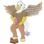  2018 alpha_channel anthro avian balls beak cutie_mark digital_media_(artwork) english_text equine erection feathers fur hair hi_res hippogryph hooves hybrid invalid_tag male mammal muscular muscular_male my_little_pony notkastar penis rock signature silver_quill_(character) sketch smile solo text wings 