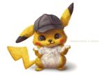  2018 ambiguous_gender barefoot brown_eyes detailed detective_pikachu digital_drawing_(artwork) digital_media_(artwork) dipstick_ears feral fluffy fur hat headgear long_ears looking_at_viewer mammal nintendo pikachu pok&eacute;mon pok&eacute;mon:_detective_pikachu pok&eacute;mon_(species) red_fur rodent shrug silverfox5213 simple_background smile solo standing tongue tongue_out url video_games watermark whiskers white_background white_fur yellow_fur 