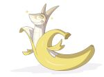  2014 banana dlrowdog food food_creature fruit nintendo pok&eacute;mon pok&eacute;mon_(species) serperior simple_background tongue tongue_out video_games white_background yellow_eyes 