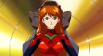  1girl breasts female game_cg girlfriend_of_steel hair_between_eyes hair_ornament long_hair looking_at_viewer neon_genesis_evangelion neon_genesis_evangelion:_iron_maiden plugsuit smile soryu_asuka_langley twintails 