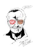  2018 character_name commentary_request company_name english facial_hair latin looking_at_viewer male_focus marvel mustache nanbaba short_hair smile speech_bubble spot_color stan_lee sunglasses 
