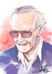  ak2 artist_name commentary dated facial_hair highres male_focus marvel mustache short_hair smile solo stan_lee sunglasses white_hair 