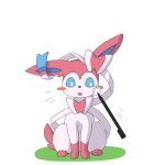  2013 ambiguous_gender blush disembodied_hand dlrowdog eeveelution nintendo pok&eacute;mon pok&eacute;mon_(species) pok&eacute;mon_amie solo stylus sylveon video_games 