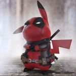  black_gloves clothed_pokemon commentary cosplay costume creature deadpool deadpool_(cosplay) english_commentary gen_1_pokemon gloves ground marvel no_humans pikachu poke_ball poke_ball_(generic) pokemon pokemon_(creature) rallp_andres sheath sheathed solo standing sword weapon 