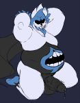  balls belly big_belly deltarune erection hands_behind_head humanoid_penis king_spade kneeling male mammal monochromepup not_furry penis precum sketch solo tongue tongue_out 