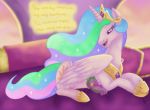  2018 digital_media_(artwork) friendship_is_magic fur horn itoruna my_little_pony nipples princess_celestia_(mlp) purple_eyes purple_scales scales spike_(mlp) text white_fur wings 