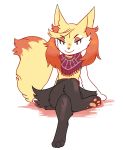  2018 braixen canine clothing crossed_legs female inner_ear_fluff mammal nintendo paws pok&eacute;mon pok&eacute;mon_(species) scarf smile solo starlightheights video_games 