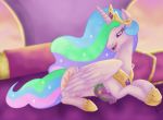  2018 digital_media_(artwork) friendship_is_magic fur horn itoruna my_little_pony nipples princess_celestia_(mlp) purple_eyes purple_scales scales spike_(mlp) white_fur wings 